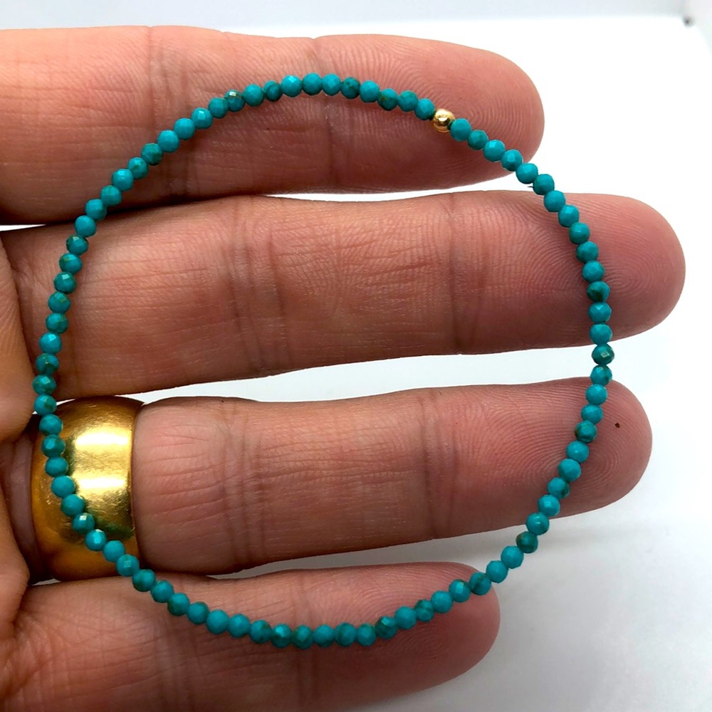 Micro Faceted AAA Grade Turquoise Stretch Bracelet